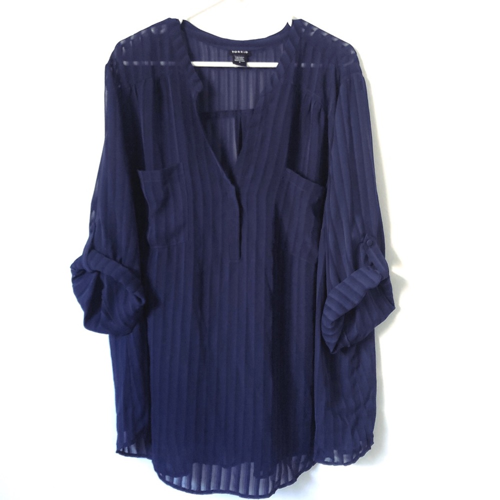 Torrid Shadow Striped Pullover Blouse Sz 4x